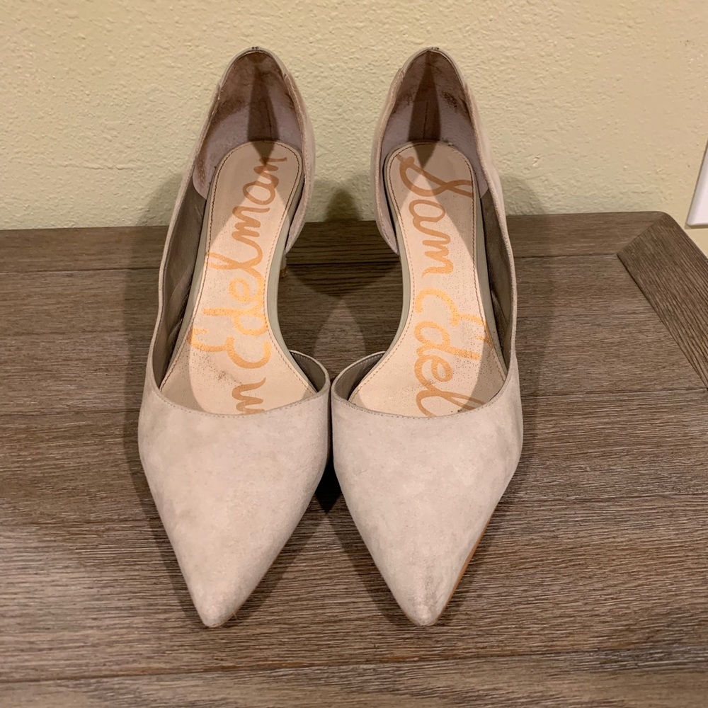 'Onyx' Half d'Orsay Pointy Toe Pump in Gray Suede